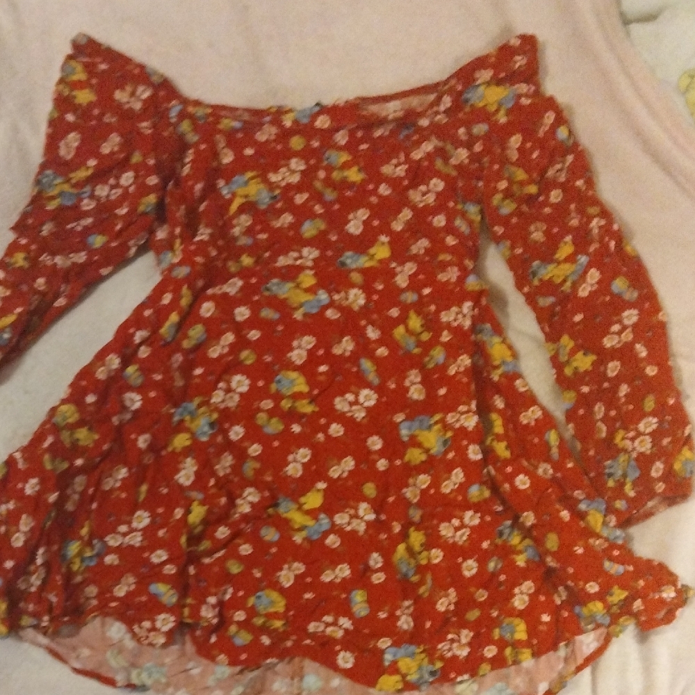 Floral Red Off-Shoulder Dress